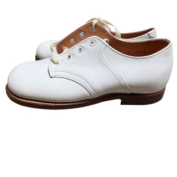 Vintage White Leather Lace-Up Oxford Shoes Boys 10.5 Fleet Air Arch Line - Picture 3 of 5